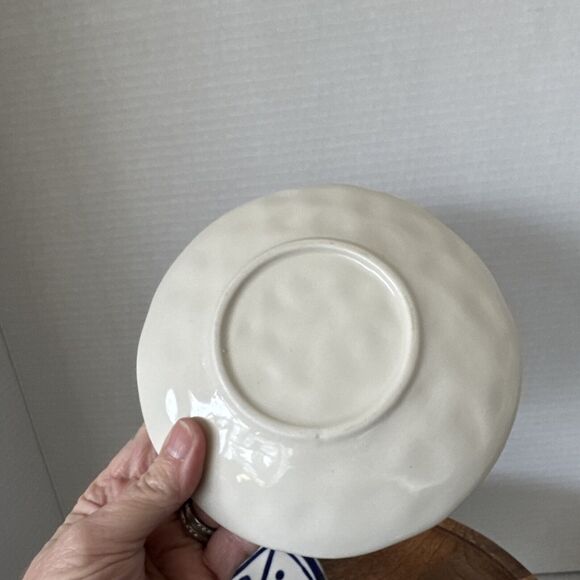 Set Of 2 Hand Painted 6.25” Blue And White Plate/Trinket Dishes Gold Rims - Picture 5 of 16